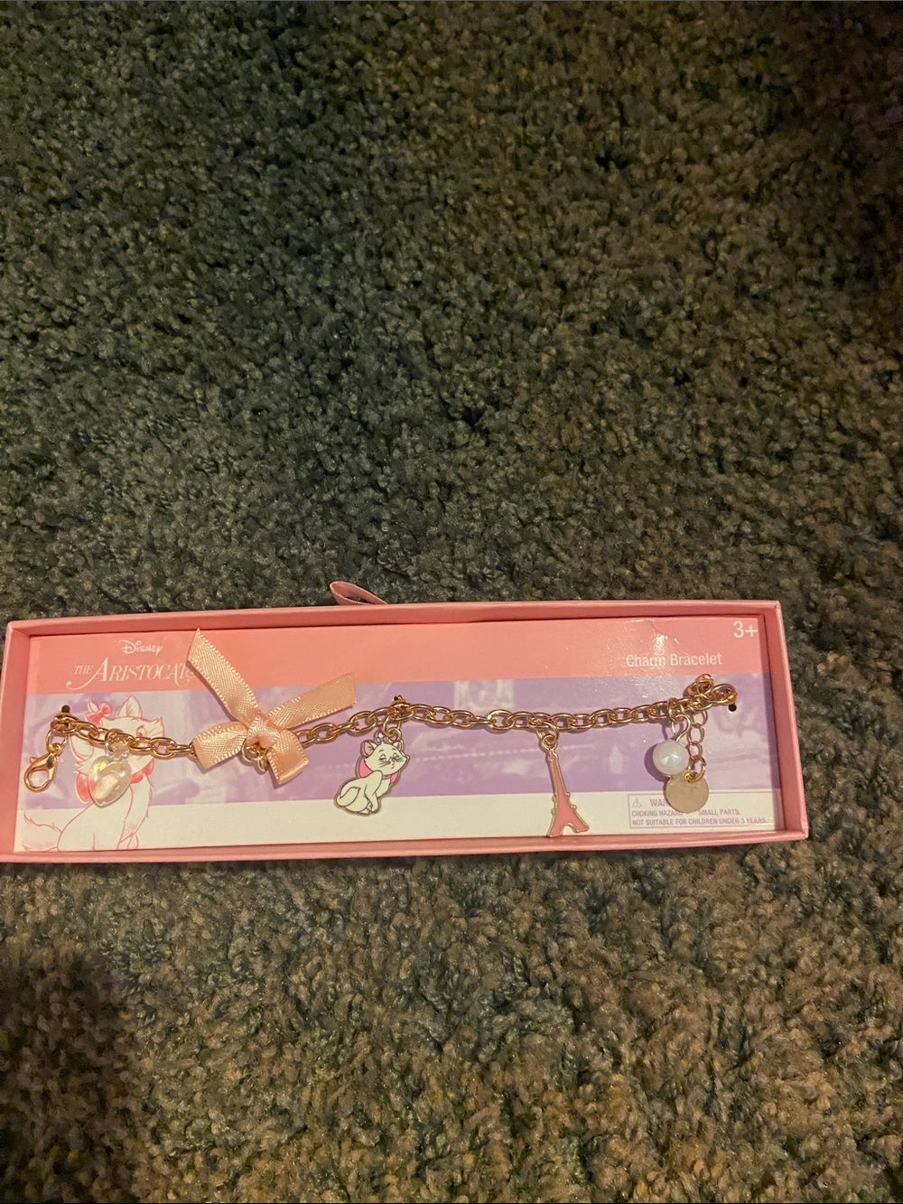 Disney Marie Charm Bracelet in Pink and Gold-tone